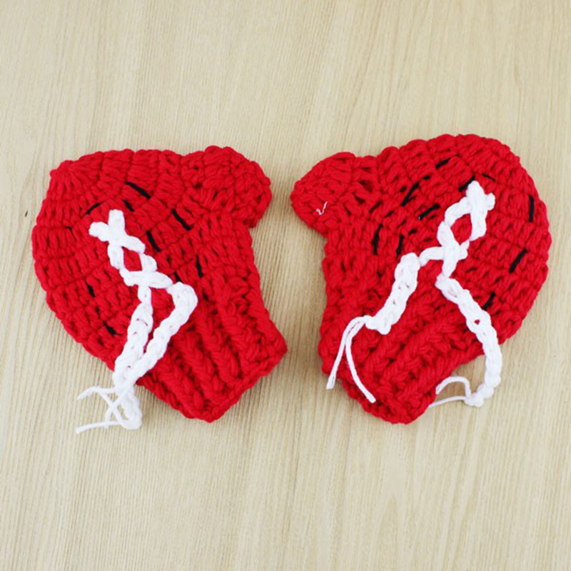 Newborn Baby Crochet 2pcs Suit Set Knit Boxing Gloves Pants Costume Photography