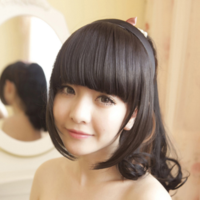 Womens Pretty Clip On Front Hair Neat Bang Straight Fringe Hair