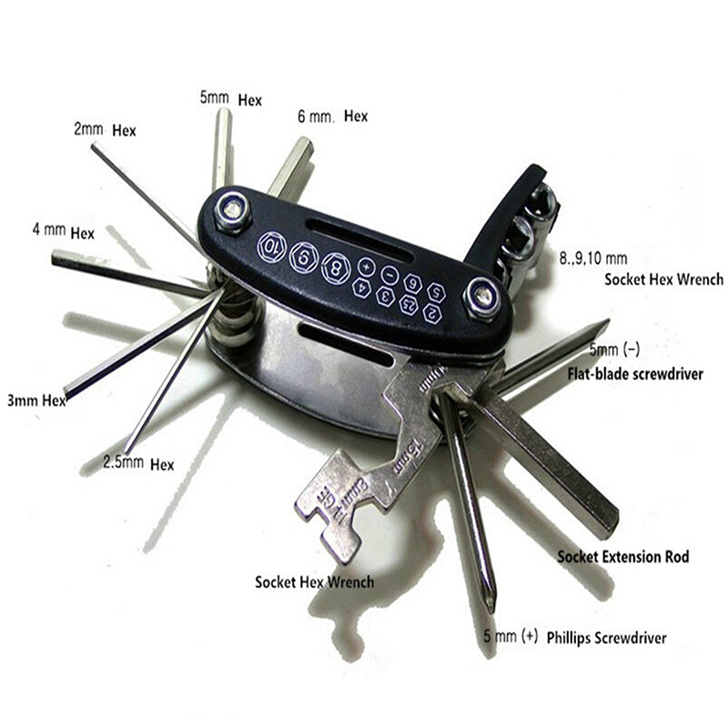 Motorcycle Travel Repair Tool Allen Key Multi Hex Wrench Screwdriver Set