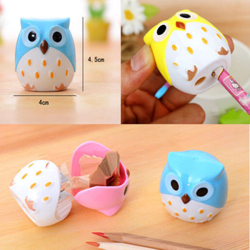 2pc mini funny cute lovely owl pattern pencil sharpener school