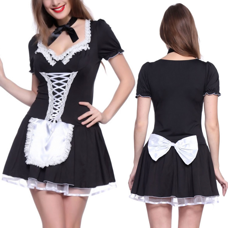 Women Sexy French Maid Waitress Cospaly Party Fancy Dress Costume Outfit