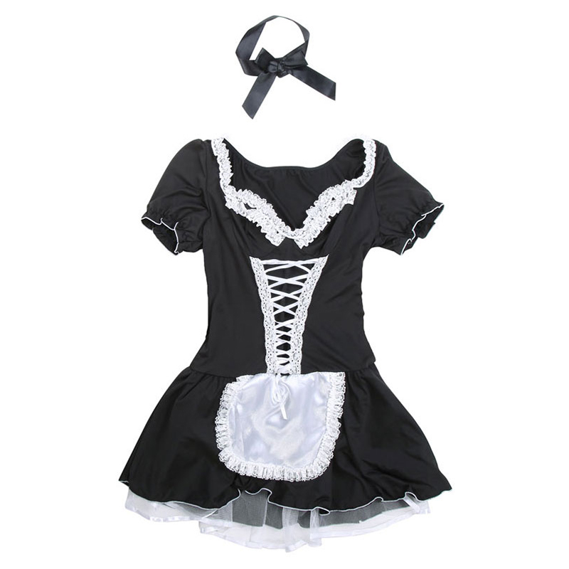 Women Sexy French Maid Waitress Cospaly Party Fancy Dress Costume