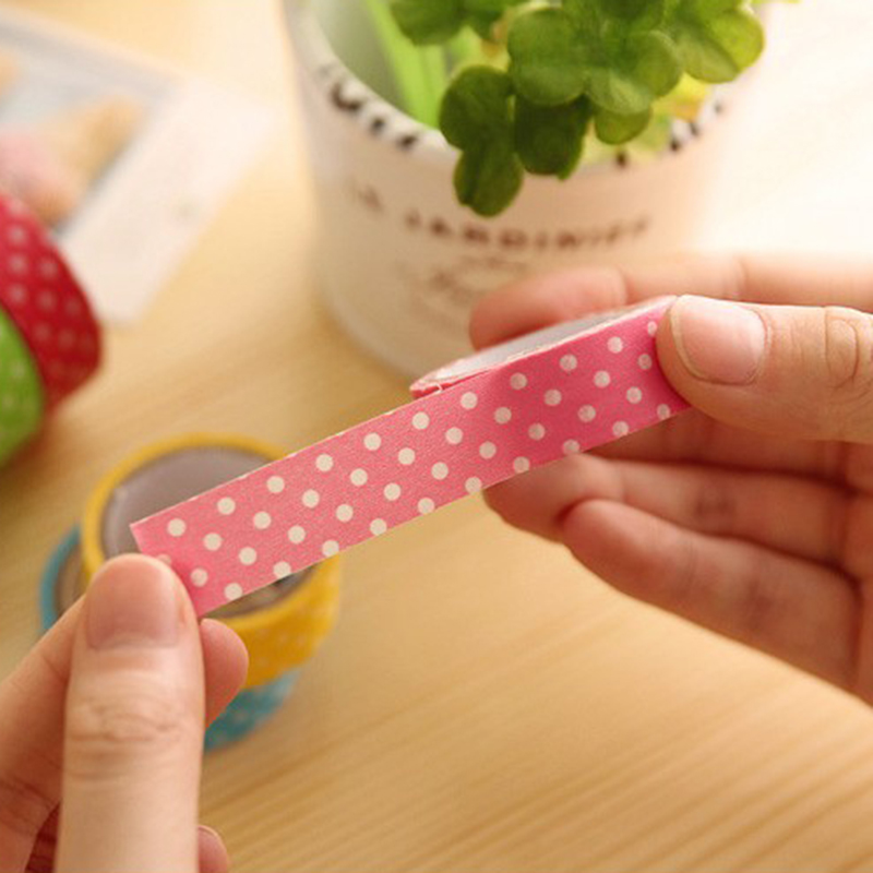 5pcs 1.5cm Washi Paper Sticky Adhesive Sticker Tape Decorative DIY