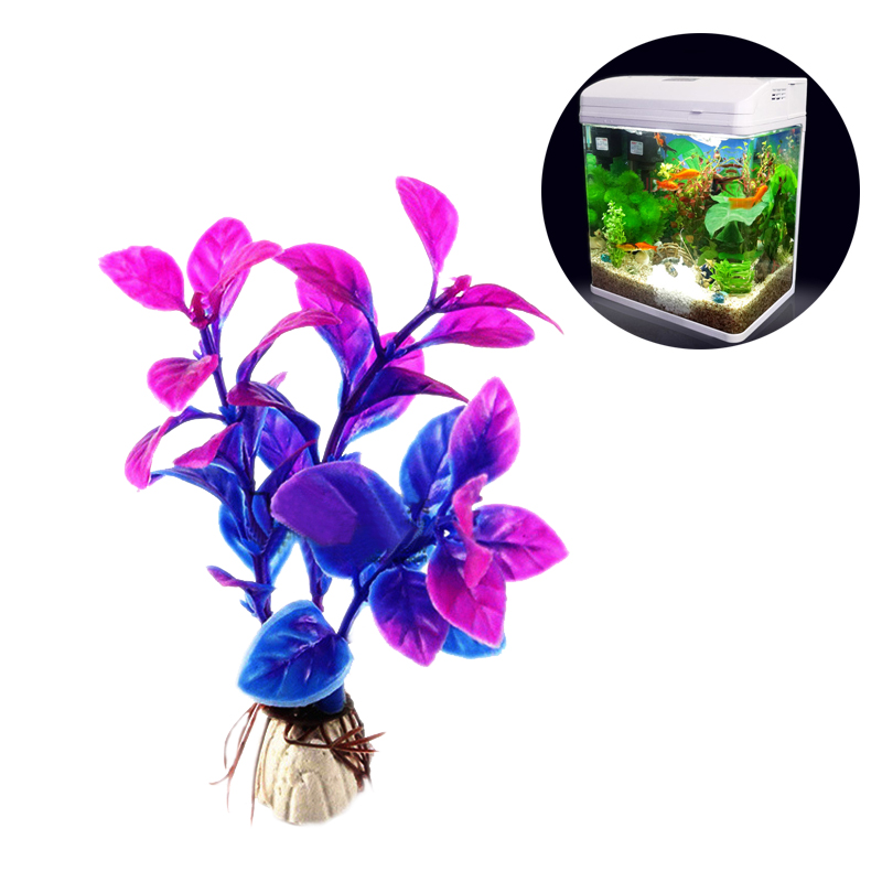 New Fish Tank Aquarium Decor Purple Artificial Plastic Underwater Grass