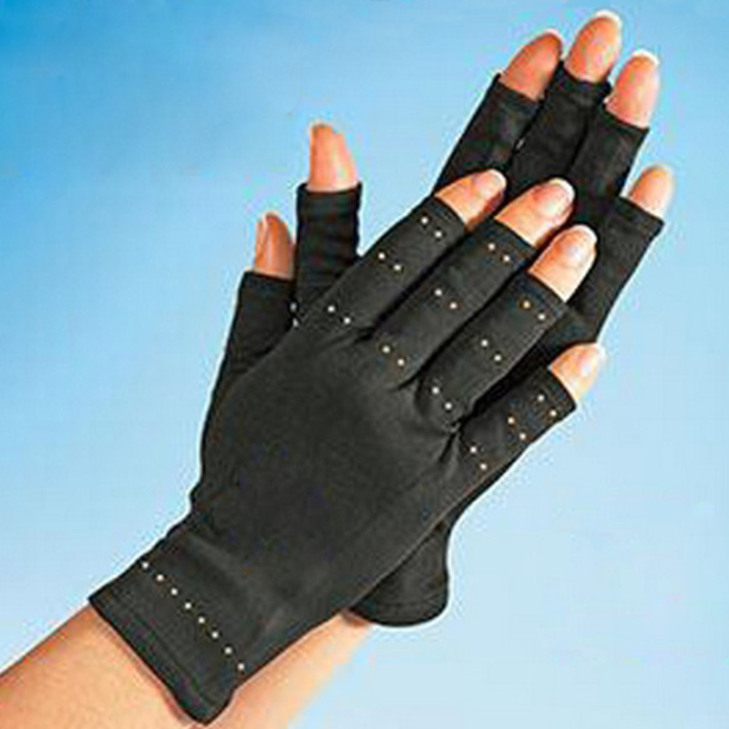 1 Pair Useful Half Finger Copper Hands Arthritis Gloves Therapeutic