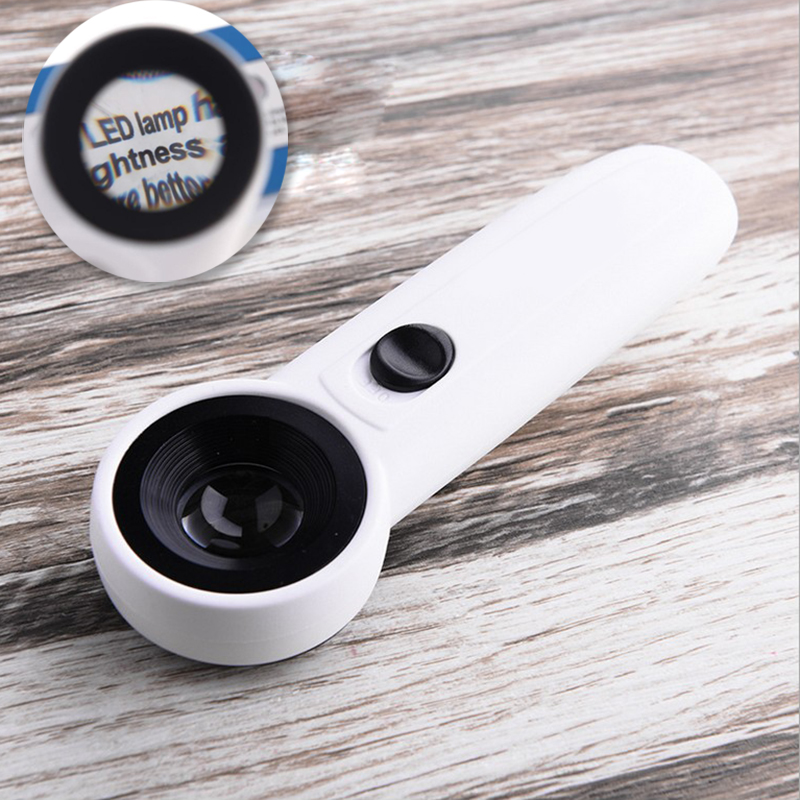 High Power 40x Lighted Magnifying Glass Hand Held Magnifier With LED