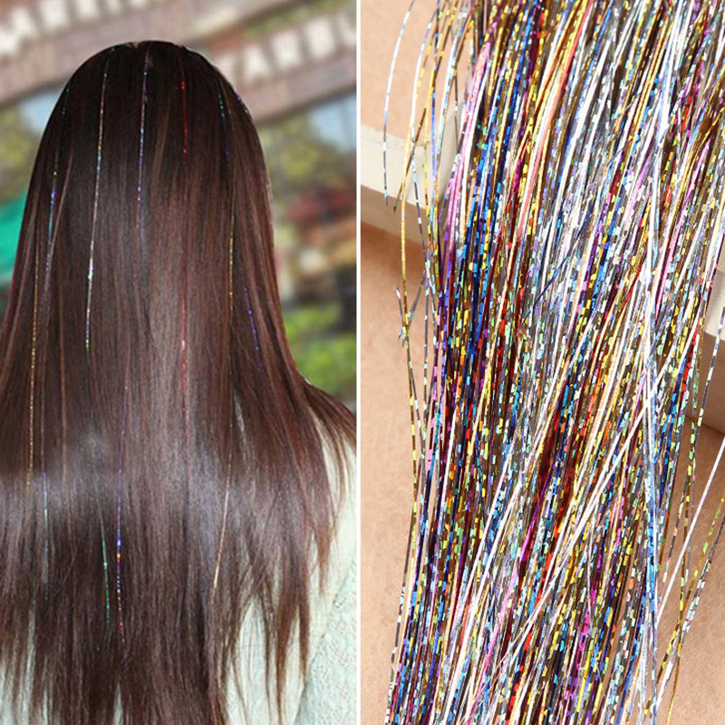 1 pack Spiral Rainbow Hair Tinsel Silk Bling For Hair Extensions