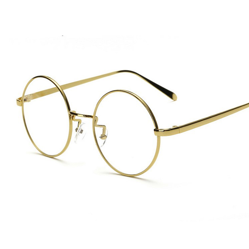 Vintage Style Clear Lens Round Glasses Gold Metal Frame ...