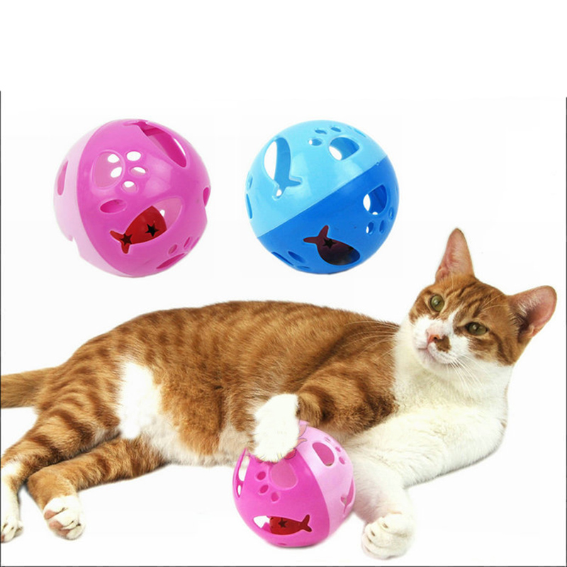 10cm Plastic Cat Kitten Pet Play Balls With Jingle Bell Pounce Chase Rattle Toy eBay