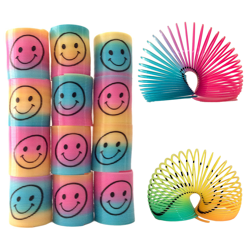 12pcs Mini Plastic Slinky Smiley Face Springs Rainbow Party Bag Fillers Toys eBay