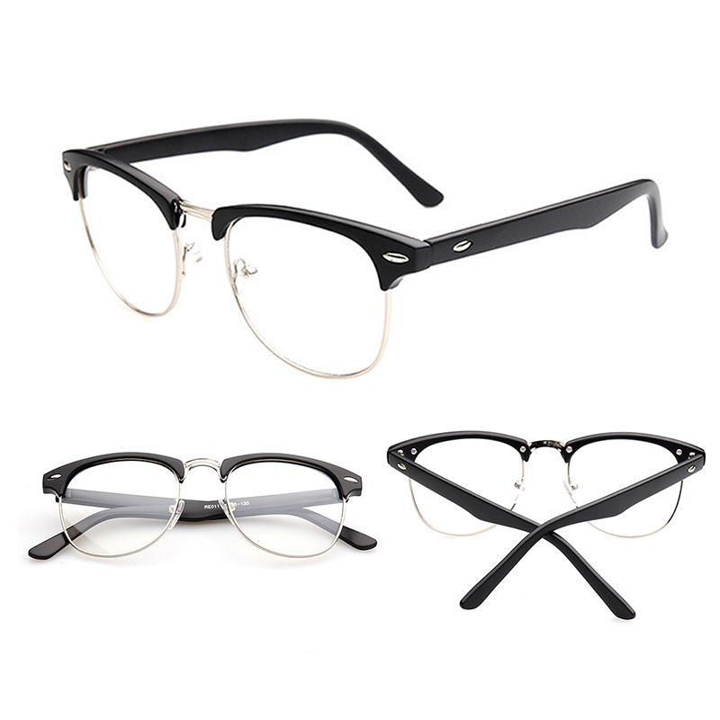 Vintage Half Frame Lens Clear Reading Glasses Geek Eyewear Eyeglasses