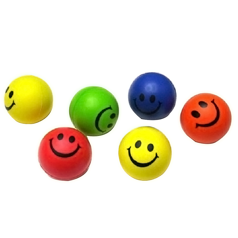 12pcs Happy Smiley Face Stress Relief Bouncy Squeeze Ball Toys Random