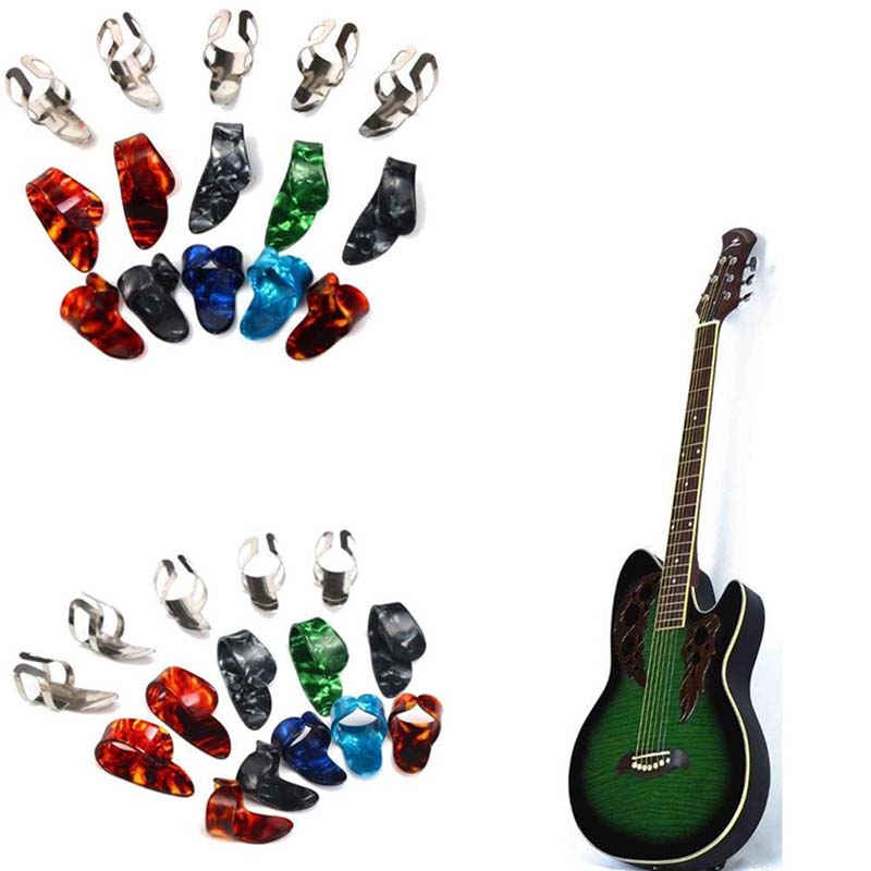 15pcs MetalCelluloid Acoustic Electric Guitar Thumb Finger Picks + Pick