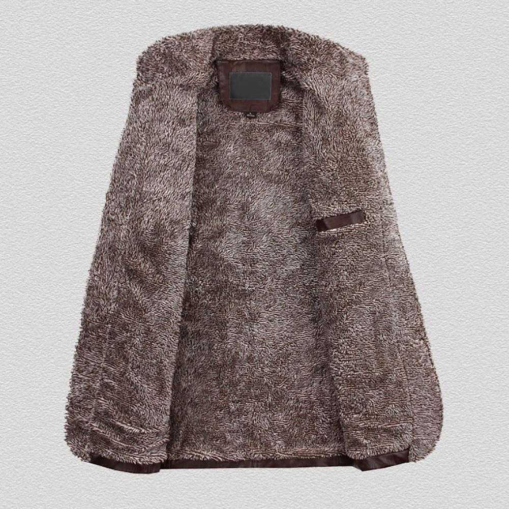 Fashion Men's Warm Jacket Faux Leather Coat Fur Parka Fleece ...