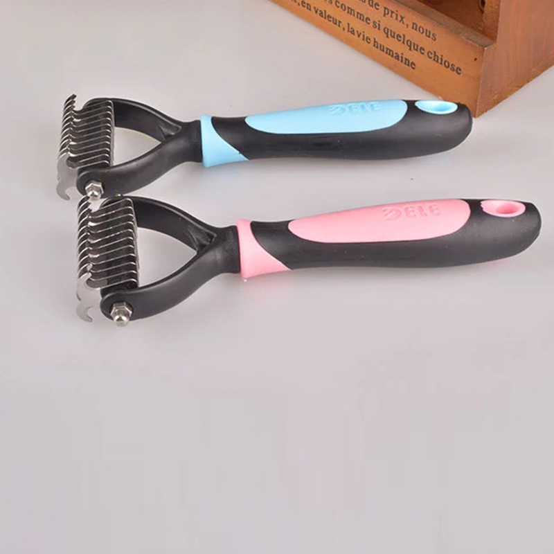 Metal 11 Razor Blades Pet Dog Cat Hair Fur Comb Brush Rake Mat Grooming