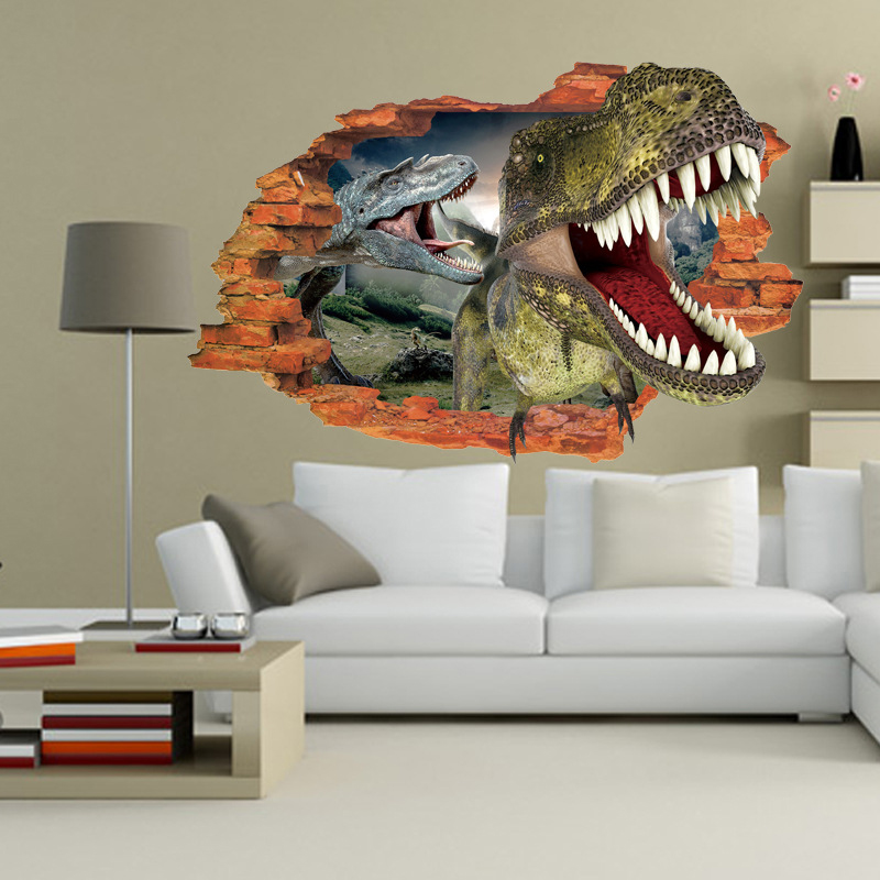 3D Two Dinosaurs Wall Sticker Decal Art Decor Vinyl Home ...