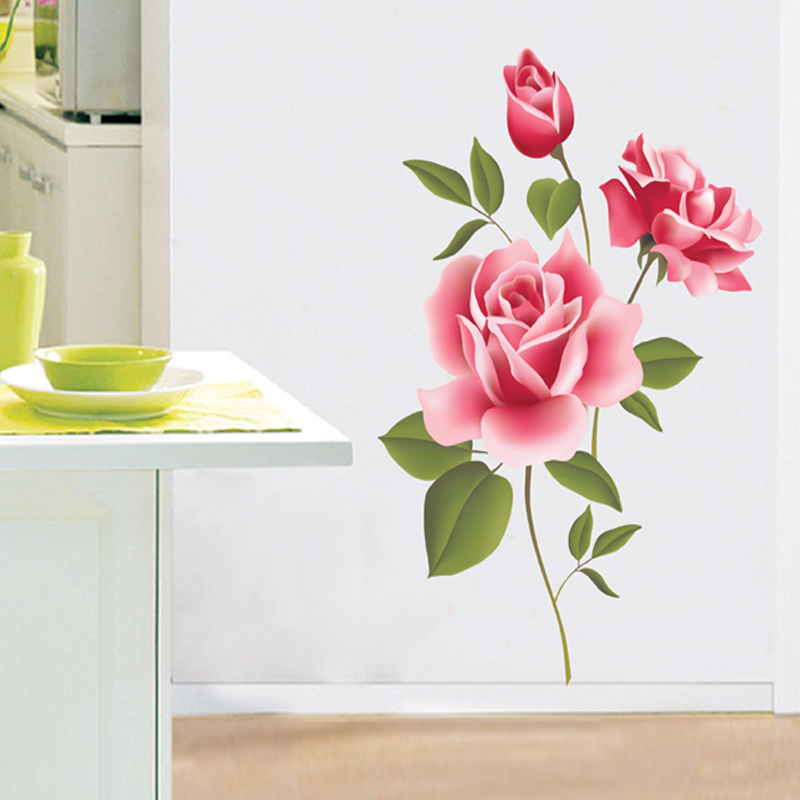 Rose Flower Wall Stickers Removable Decals Home Decor DIY Vinyl Art