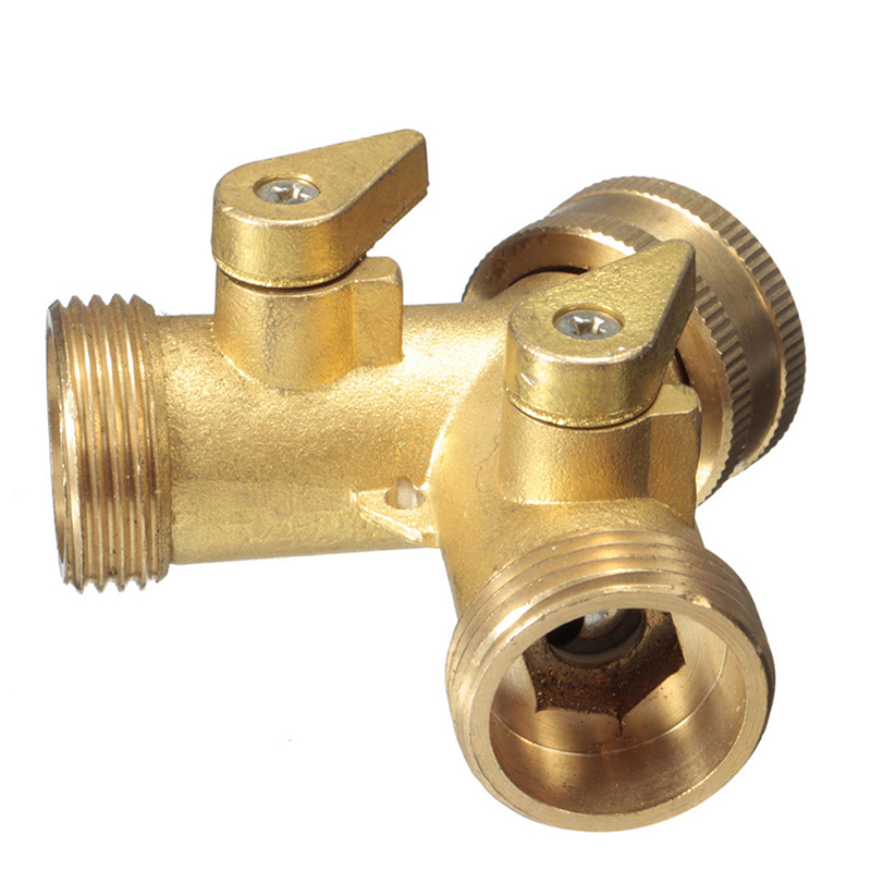 2 Way Twin Double Tap Hose Adapter Splitter Brass Outdoor Connector 3/4' Adapter eBay