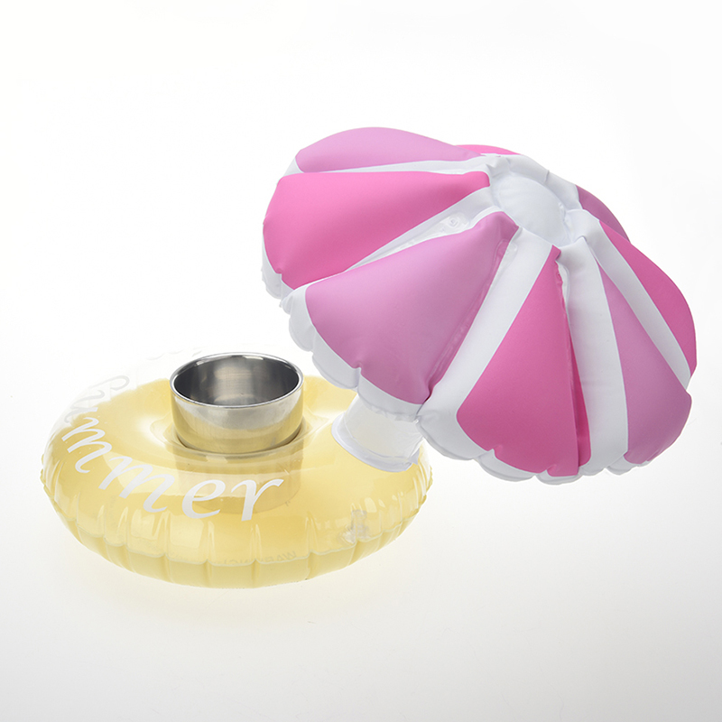 Inflatable Colors Umbrella Floating Drink Can Holder Tub Swimming Pool