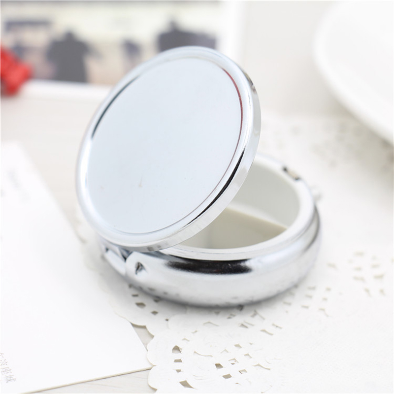 Elegant Metal Round Silver Pill Boxes Advantageous Container Medicine