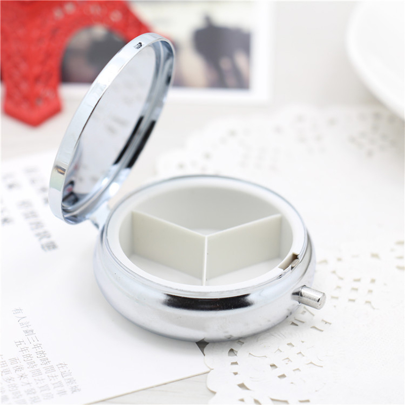 Elegant Metal Round Silver Pill Boxes Advantageous Container Medicine