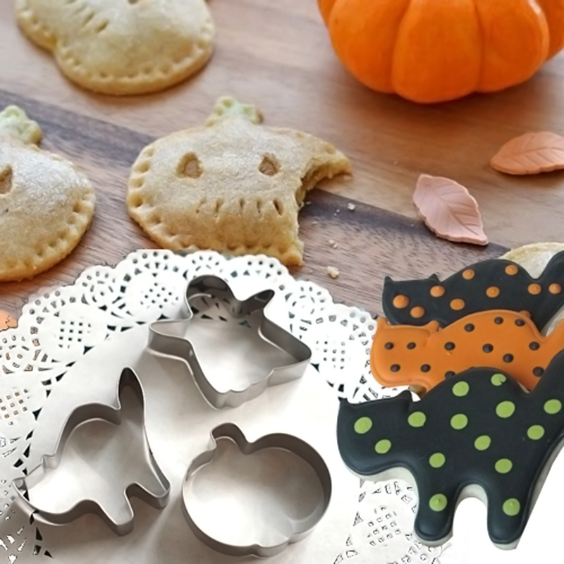 3pcs Stainless Steel Halloween Theme Cookie Cutter Fondant Cup Cake