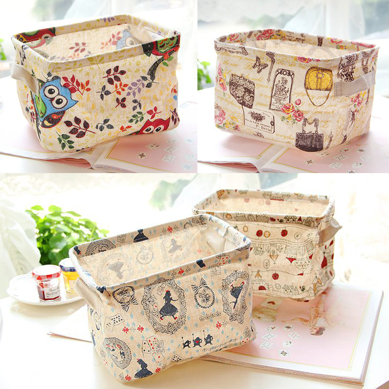 Waterproof Cotton Linen Storage Bag Underwear Bra Basket Hamper Sorter