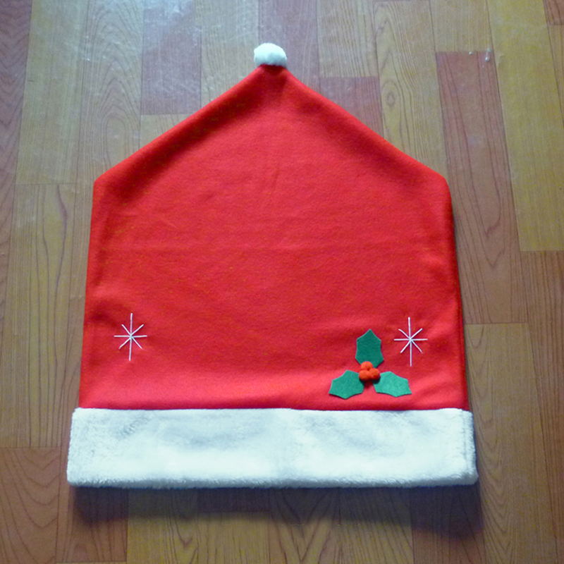 Xmas Santa Claus Hat Chair Back Cover Ornaments Christmas