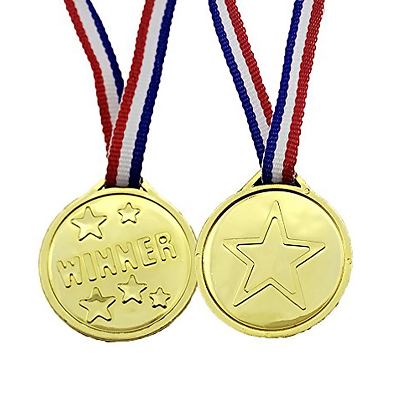 10PCS Children Plastic Gold Medals Winners Kids Game Sports Prize