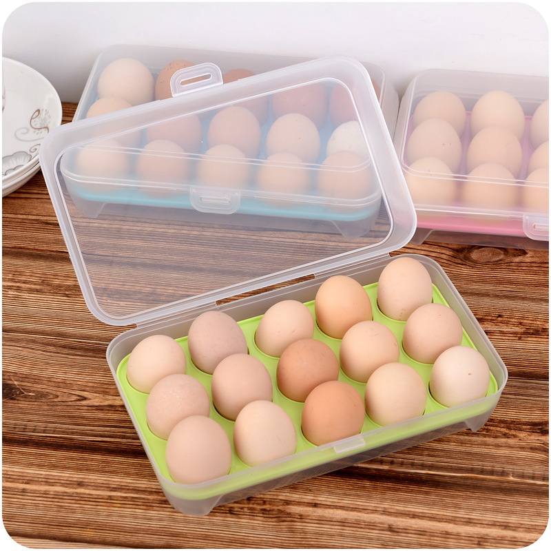 15 Eggs Holder Plastic Refrigerator Egg Storage Box Case Food Container