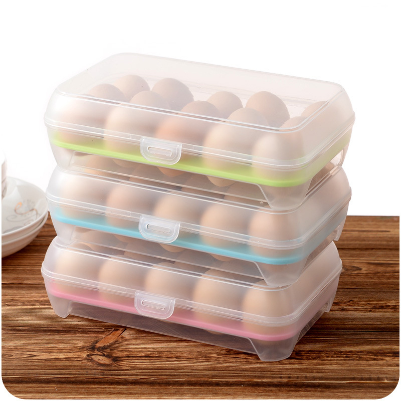 Plastic 15 Eggs Refrigerator Eggs Storage Box Holder Food Storage
