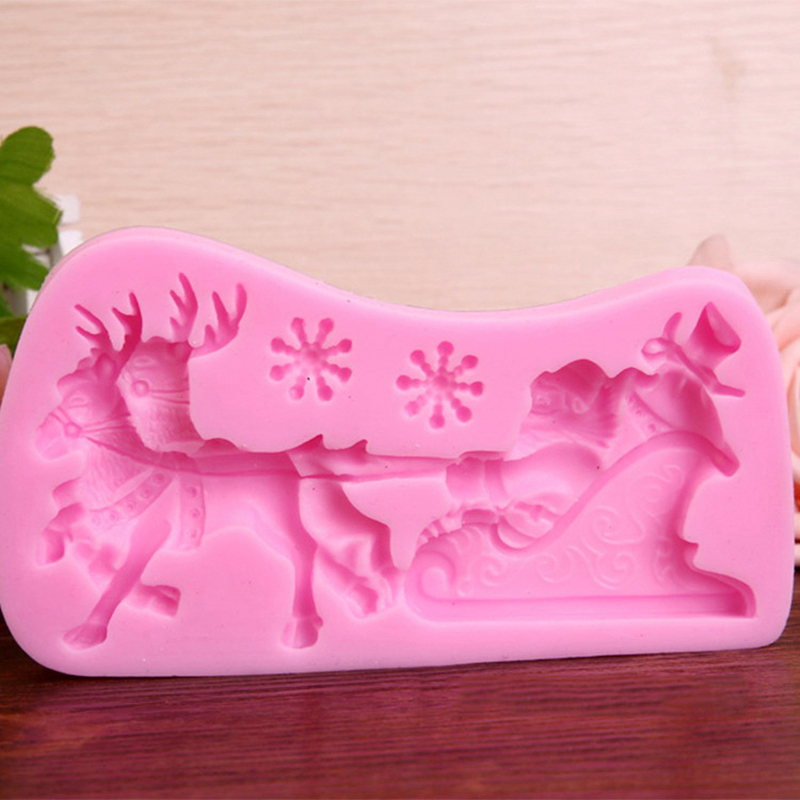 Cake Mold 3D Santa Elk Sled Fondant Sugarcraft Mould ...