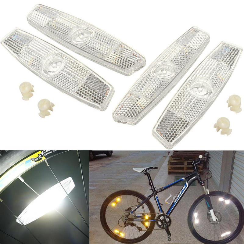 2 Pairs Wheel Reflectors White Safety Spoke Mount Vintage Retro Bike