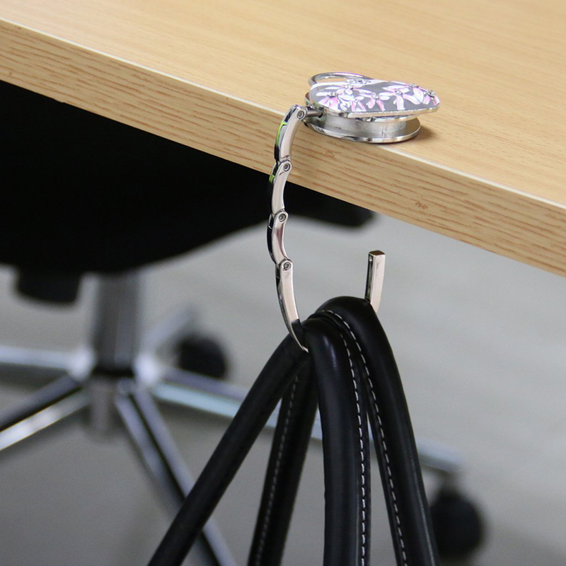 Vintage Retro Porcelain Folding Handbag Purse Bag Table Hook Hanger