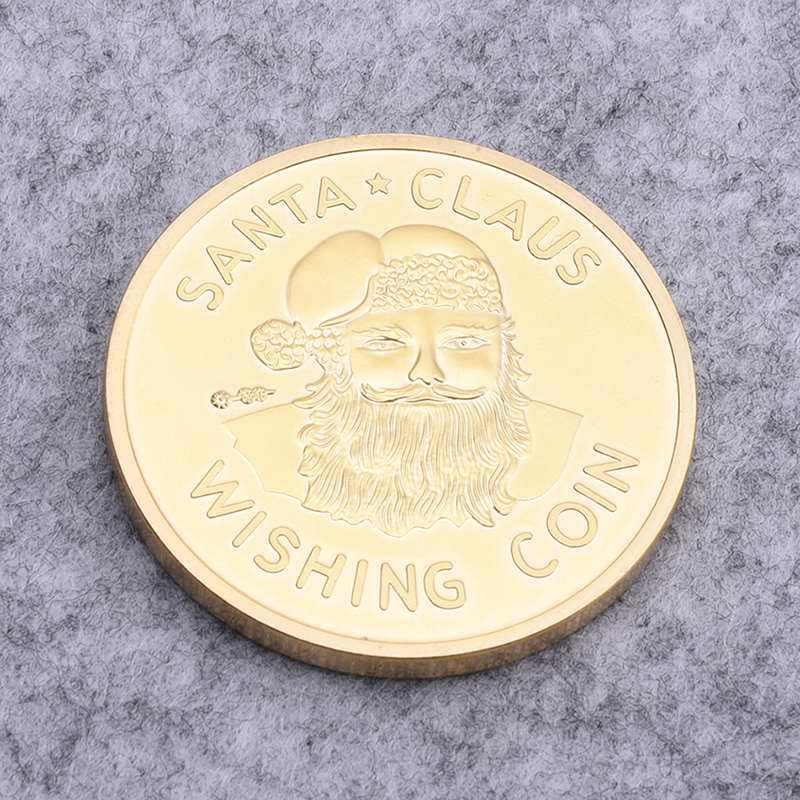 40mm Xmas Santa Claus Wishing Coins Golden Commemorative Coins