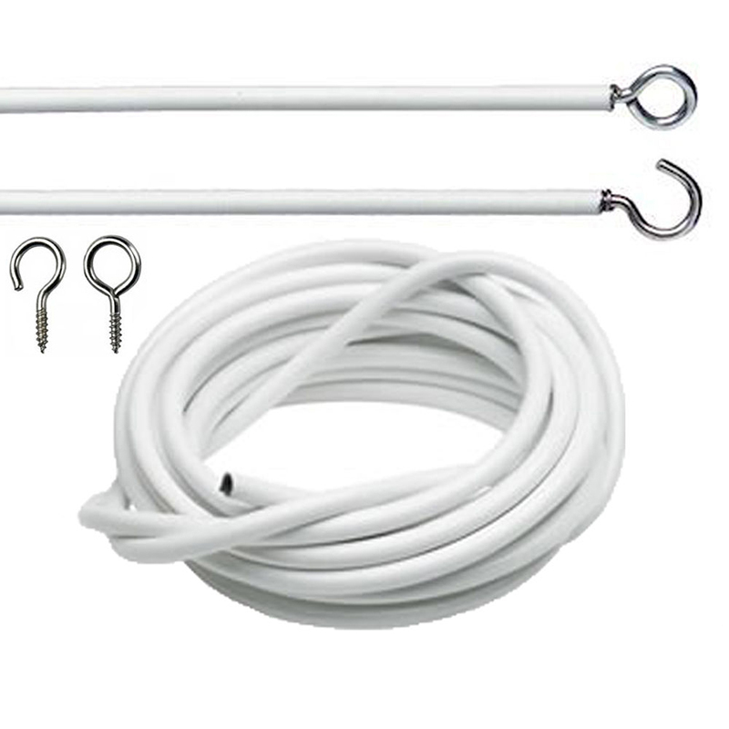 Buy 2 3 4m White Window Net Curtain Wire Cord Cable With 4 Hook