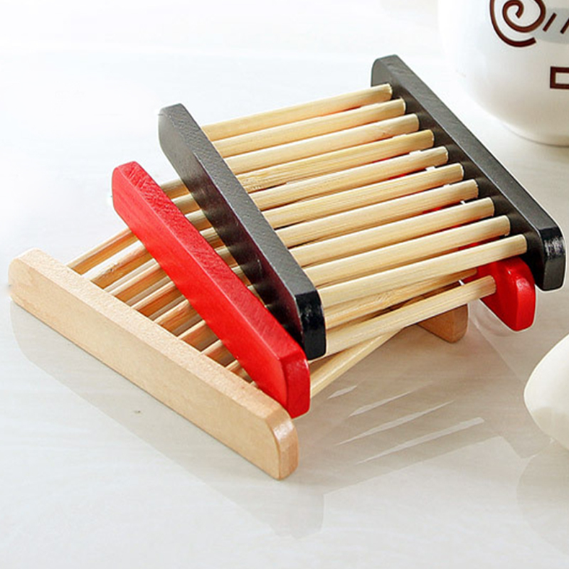 Bathroom Natural Wood Soap Dish Tray Holder Storage Soap Plate Box ^P