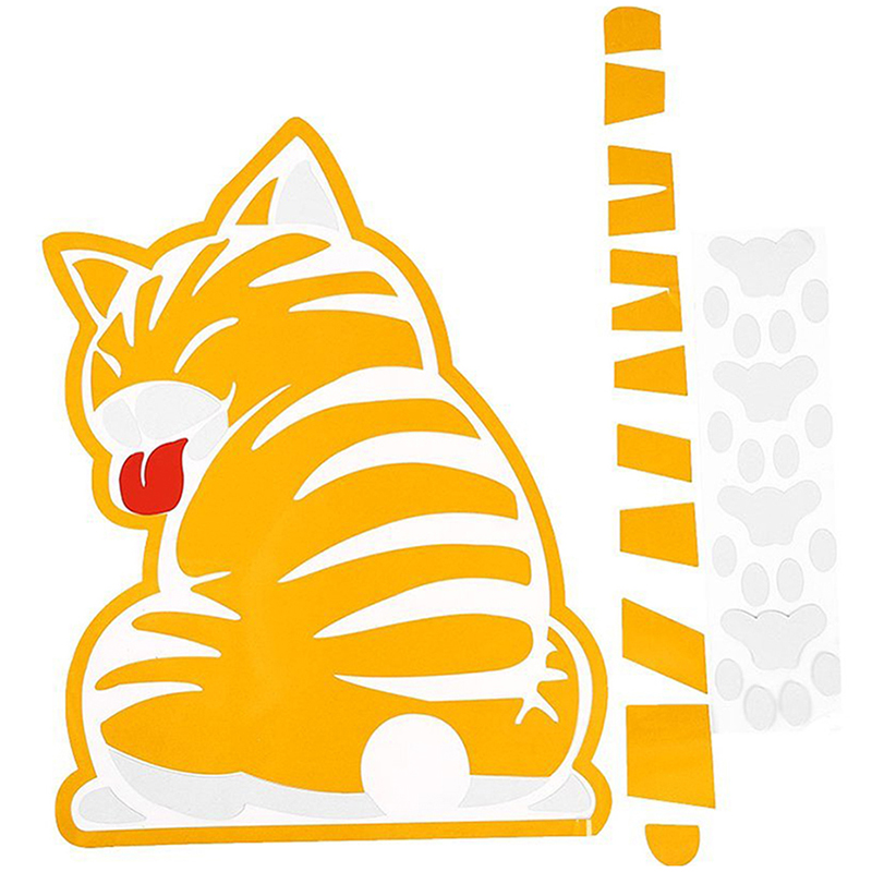 Funny Car Rear Windshield Wiper Decal Sticker Cat Paw Tail Wagging