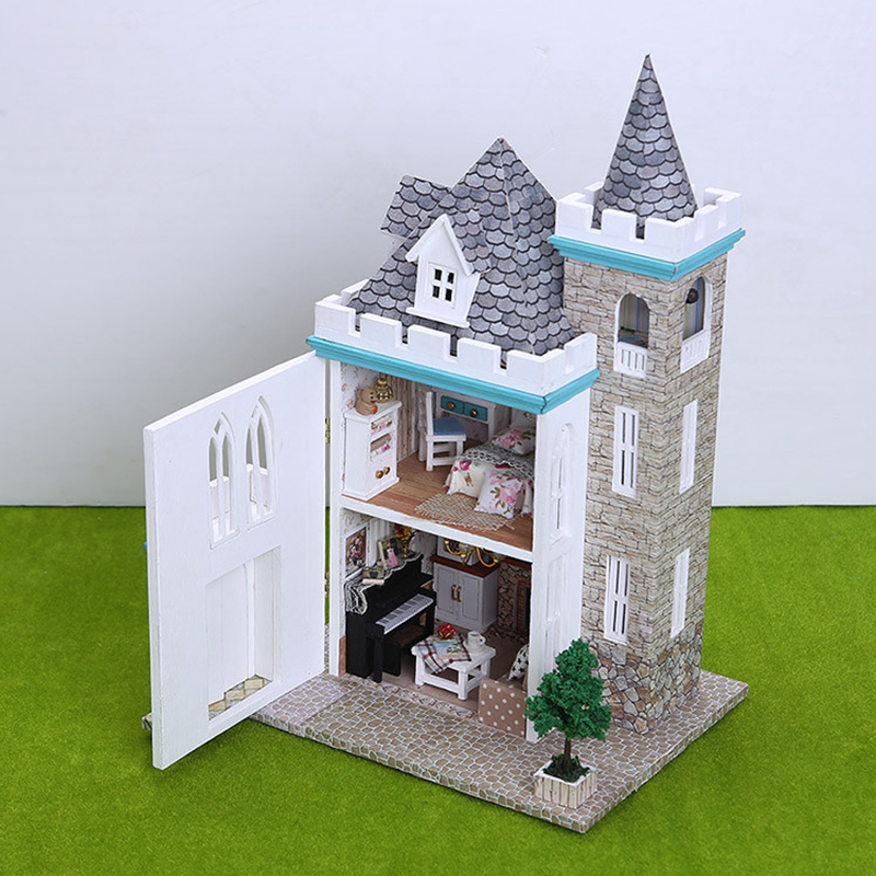 Europe Dollhouse Miniature DIY Kit Dolls House With Furniture Moonlight