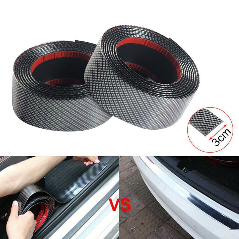 Buy 1m*3cm Car Carbon Fiber Style Rubber Door Sill Protector Edge Guard 