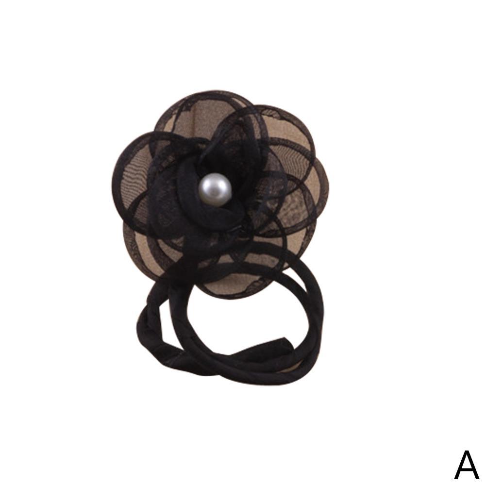 Buy Flower Imitation Pearl Chiffon Mesh Yarn Flower Ball Head Hair