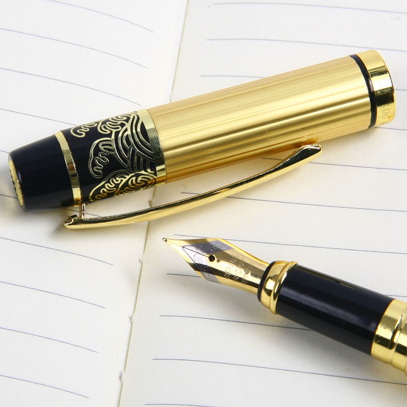 New HERO 901Luxury Black /& Gold Stainless Medium Feder Füllfederhalter·Geschenke