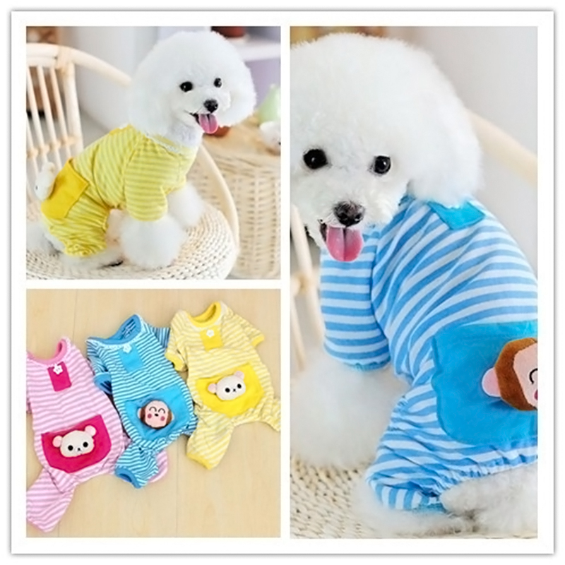 Stripes Pajamas Coat Cat Puppy Clothes Clothing Apparel for Small Pet ...