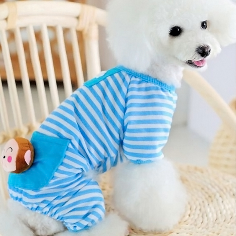 Stripes Pajamas Coat Cat Puppy Clothes Clothing Apparel for Small Pet ...