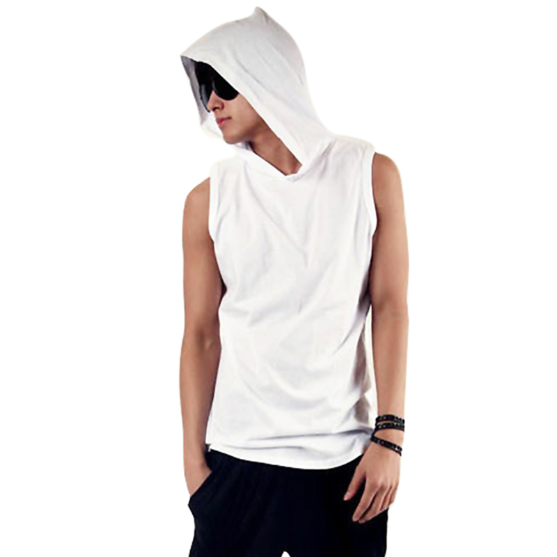 Men Sleeveless Hoodie T-shirt Slim Fit Tank Top Tee Summer Sport ...