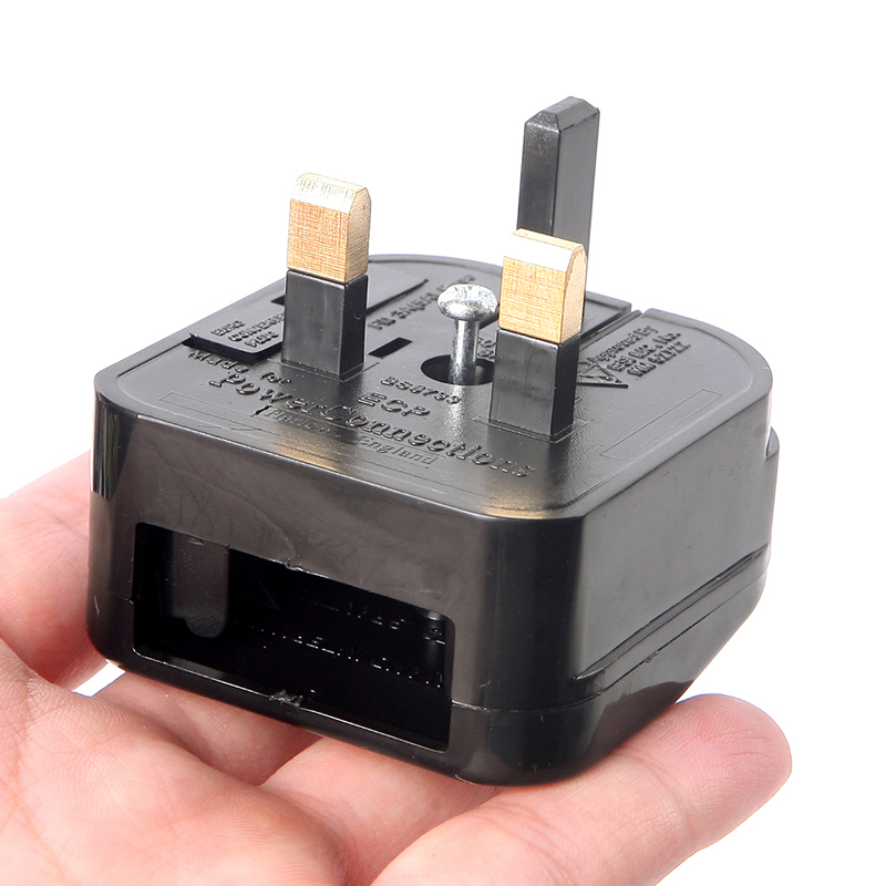 Round 2 Pin EU Plug 4.0 mm to 3 Pin UK Converter AC Power Plug Adapter