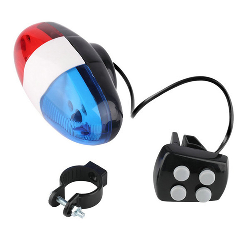 Bicycle Bell 6 Flashing LED 4 Sounds Police Loud Siren Horn Light Trumpet B U4W4