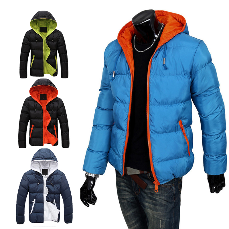 Fashion Men's Winter Hooded Thick Padded Jacket Zipper Slim Outwear ...
