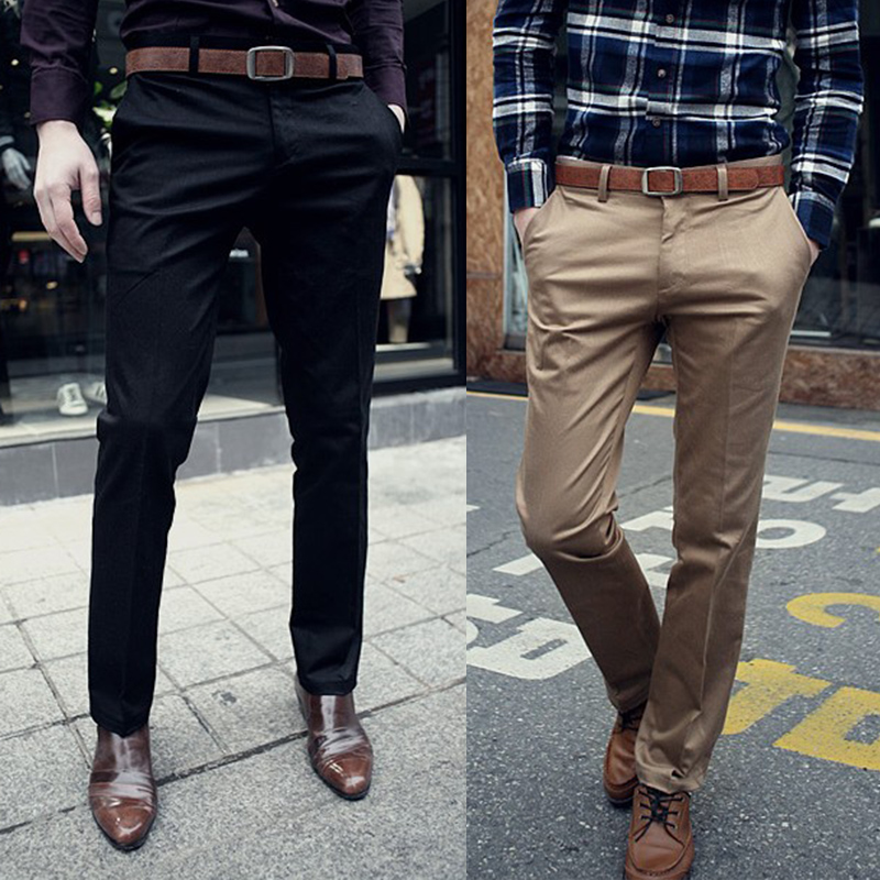 2016 Fashion Mens Formal Office Dress Pants Jeans Solid Slim Fit Slacks ...