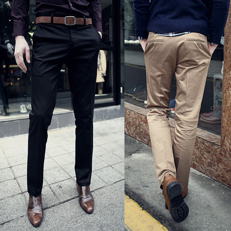 2016 Fashion Mens Formal Office Dress Pants Jeans Solid Slim Fit Slacks ...